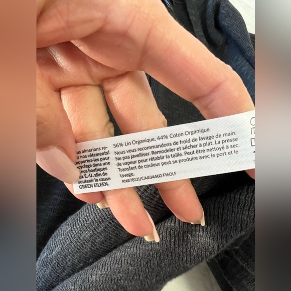 Eileen Fisher | Cardigan Open Front | Organic Linen Blend SZ Large Dark Gray - Picture 3 of 9